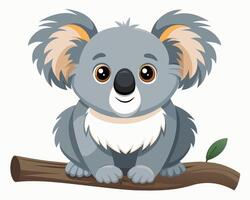 close up of a koala with soft gray fur and large eyes vector