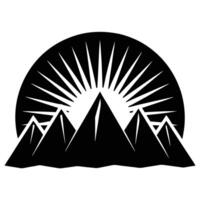 a dynamic mountain range silhouette with a large snow peak vector