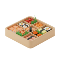 Authentic Sushi Bento Box Assortment on Transparent Background Display png