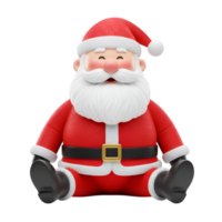 Cheerful 3D Santa Claus Sitting Down Isolated on Transparent Background png