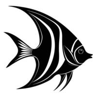 the silhouette of an elegant angelfish with flowing fins vector