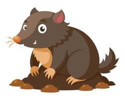 mole with soft fur and tiny paws digging through soil vector