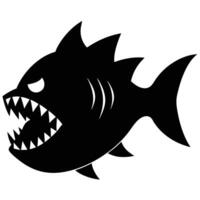 a silhouette of a piranha with its sharp jagged teeth vector