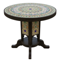 Elegant mosaic inlaid table showcasing intricate patterns and design elements png