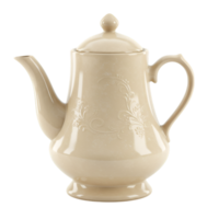 Elegant Beige Teapot with Floral Design on a Transparent Background png