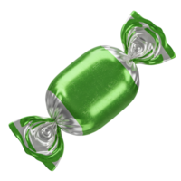 Delicious Green and Silver Wrapped Candy Isolated on Transparent Background png