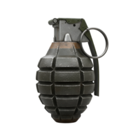 Detailed render of a hand grenade on a transparent background for design projects png