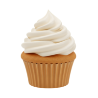 Delicious Cupcake with Creamy Vanilla Frosting on Transparent Background png