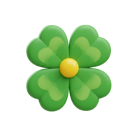 Digitally rendered four-leaf clover symbol, a symbol of luck, isolated on a transparent background png