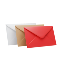 Elegant 3D Rendering of Colorful Envelopes on a Transparent Background png