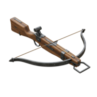 Detailed 3D Render of a Medieval Crossbow with Arrow on Transparent Background png