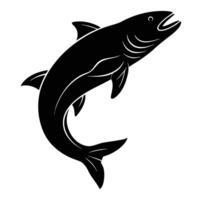 a silhouette of a jumping salmon in mid flight vector