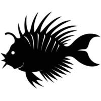 the silhouette of a scorpion fish with sharp spines vector