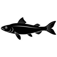 the silhouette of a codfish with a long body and whiskers vector