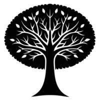 a symmetrical tree silhouette with a perfect round vector