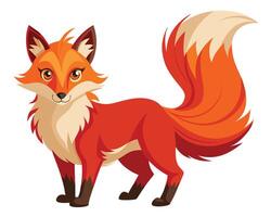 close up of a red fox with bushy tail and fiery coat vector