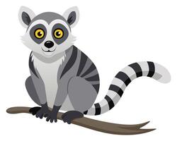 lemur with a striped tail and curious expression vector