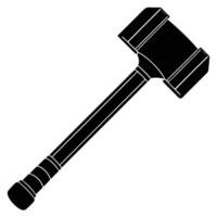 the outline of a heavy sledgehammer with a long wooden handle vector