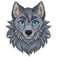 a detailed image of a grey wolf with piercing eyes vector