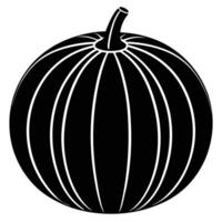 a round pumpkin with deep ridges and a small stem vector