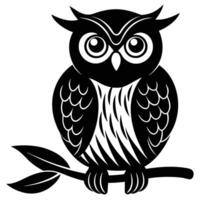 a wise owl perched on a branch vector