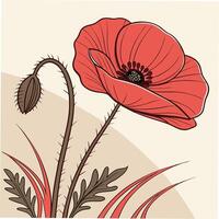 Bright Red Poppy with Smooth Glowing Center vector