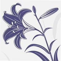 Deep Purple Lily with Smooth Slender Petals vector