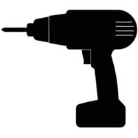 a silhouette of an electric drill with the handle and bit vector