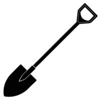 the outline of a long handled shovel with a pointed blade vector