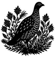a grouse perched in the bushes blending with its surroundings vector