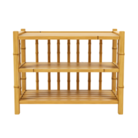 Elegant three-tier bamboo shelf for storage or display with a transparent background png