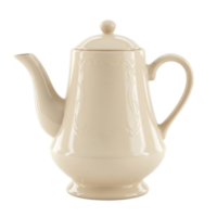 Elegant Vintage Cream Teapot with Embossed Details on Transparent Background png