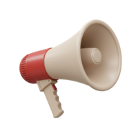 Isolated 3D rendering of a megaphone or loudspeaker, on transparent background png