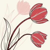 Delicate Red Tulip with Smooth Rounded Petals vector
