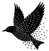 a starling in flight forming part of a murmuration vector