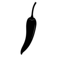 a slender chili pepper with a pointed tip and small stem vector