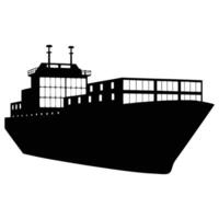a silhouette of a large cargo ship with containers on deck vector