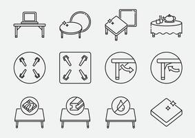 Japanese folding table line icon set vector