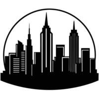 a panoramic view of a modern skyline with towering buildings vector