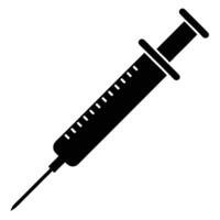 a silhouette of a needle and syringe ready for injection vector