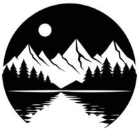 a serene lake surrounded by towering mountains reflecting the sky vector