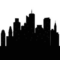 a crisp city skyline silhouette at dusk with tall skyscrapers vector