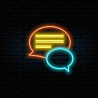 Speech bubbles flat icon. Chat symbol. neon style. talking text message bubble round sphere speech balloon decoration sign symbol icon set collection. vector
