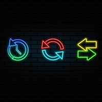 neon style. Clock with arrows icon.Arrow left and right arrow icon. arrow with clock symbol. vector
