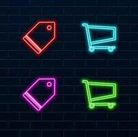 label icon. icon shopping cart. purchase label. neon style. related to the online store symbol. scribble style. simple illustration. shop vector