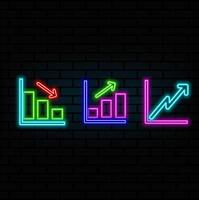 neon style. graphic icon illustration with down arrow. growing graph. financial graph decline. neon style.. suitable for apps, websites, mobile apps. finance related icon. vector