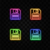 save sign floppy disk icon. neon style. vector