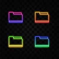 illustration of file, explorer, document, upload and download icons. neon style. brochures, feeds, symbols, applications, web, etc. vector