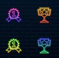 neon style. Medal. Simple sketch style for app and network design element. winner, prize, champion, contest, Won concept. vector