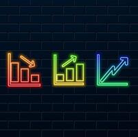 icon graphic icon illustration with down arrow. growing graph. financial graph decline. neon style.. suitable for apps, websites, mobile apps. finance related icon. vector